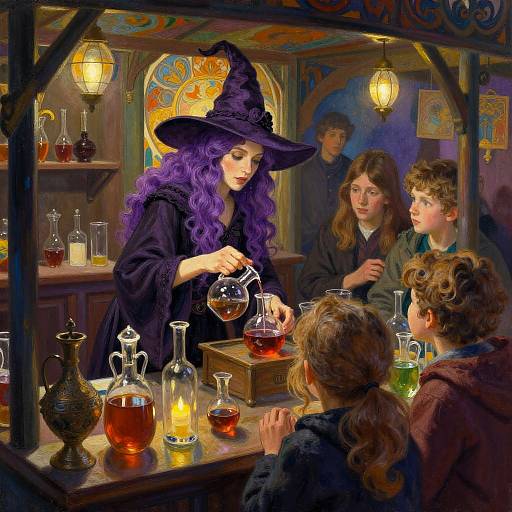 Impressionistic Violet-Haired Witch Portrait