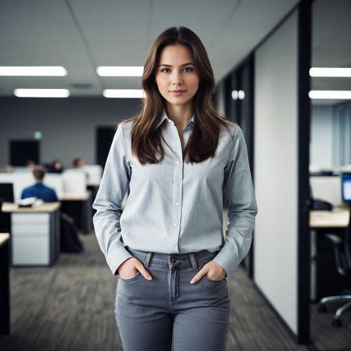 Confident Woman in Casual Office Attire