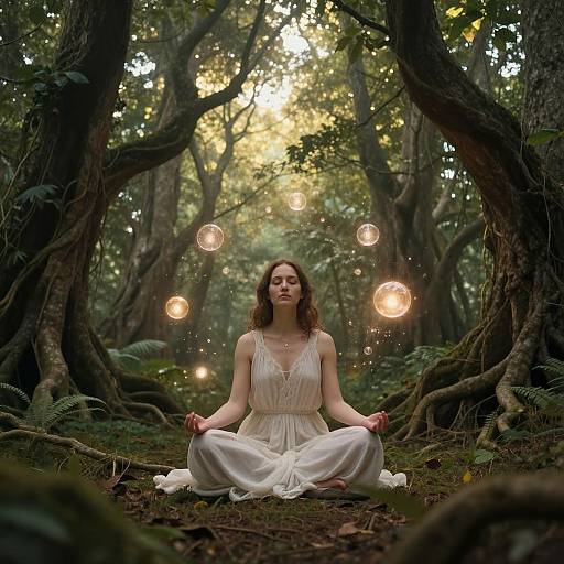 Serene Meditation in Enchanted Forest