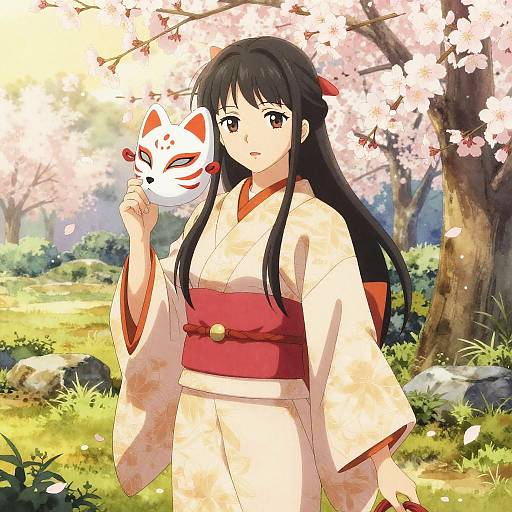 Elegant Fox Woman in Serene Garden