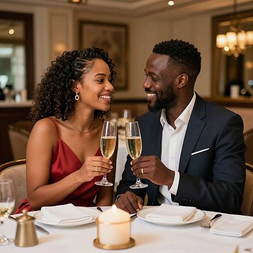 Happy Afrikaan Couple Celebrating Engagement