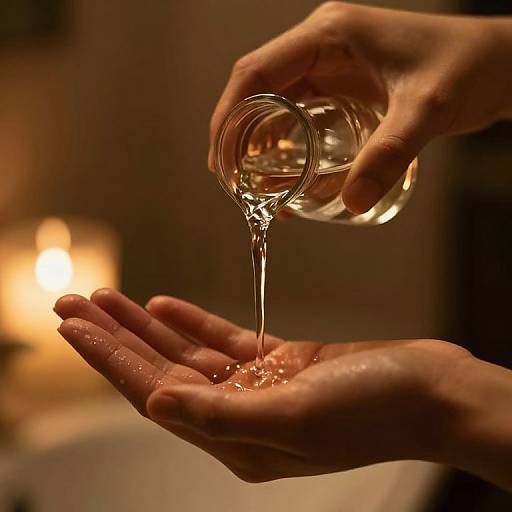 Intimate Hands Pouring Liquid Close-Up