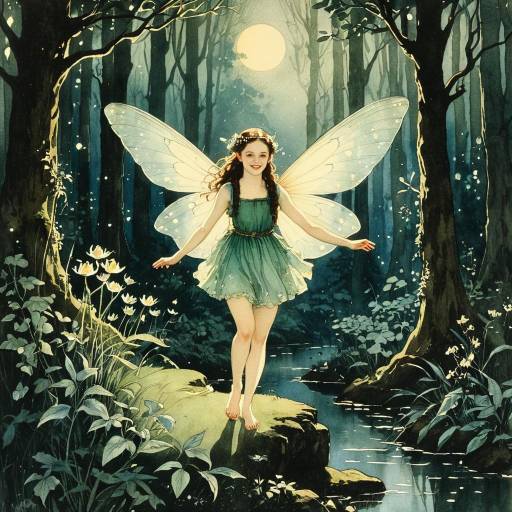 Fairy in Moonlit Forest