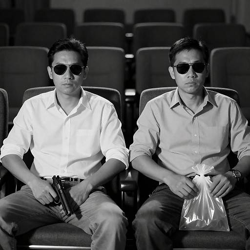 Serious Men in Theater with Gun