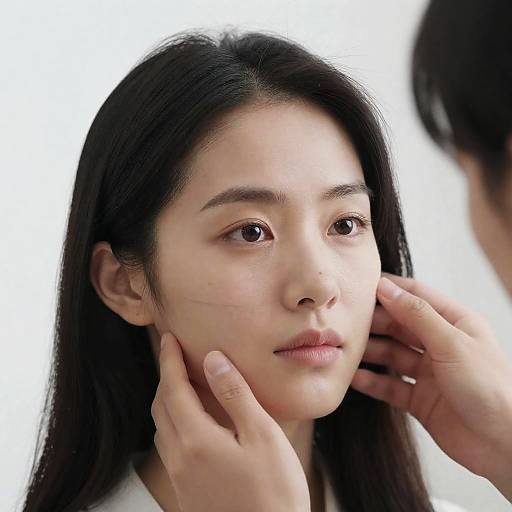 Close-Up of Asian Woman with Gentle Touch