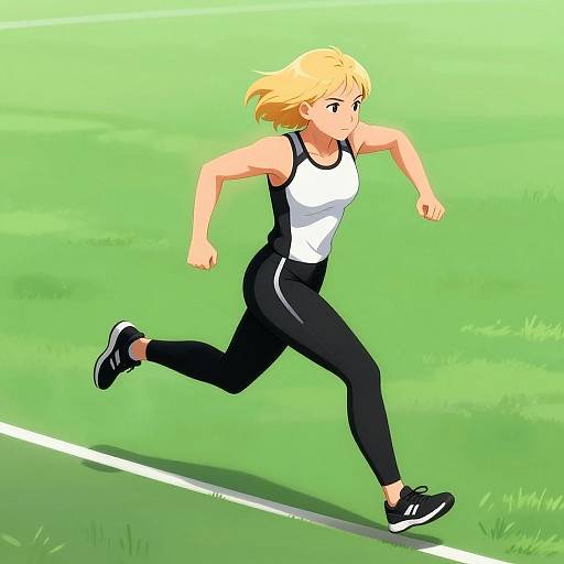 Anime Female Athlete Sprinting Illustration