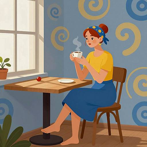 Woman Enjoying Coffee by the Window