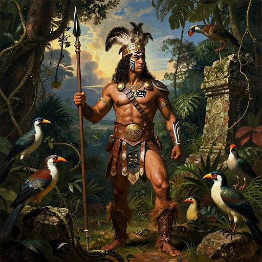 Heroic Amazon Warrior in Jungle