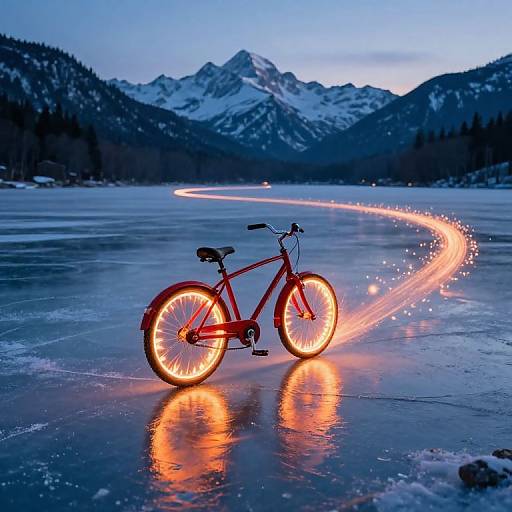 Crimson Bicycle with Fiery Wheels