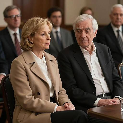 Serious Conversation in Dimly Lit Room