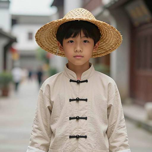 Asian Boy in Traditional Chinese Attire