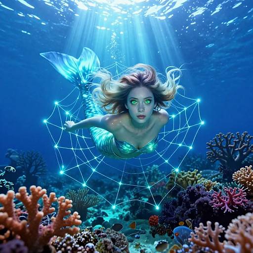 Ethereal Mermaid in Glowing Coral