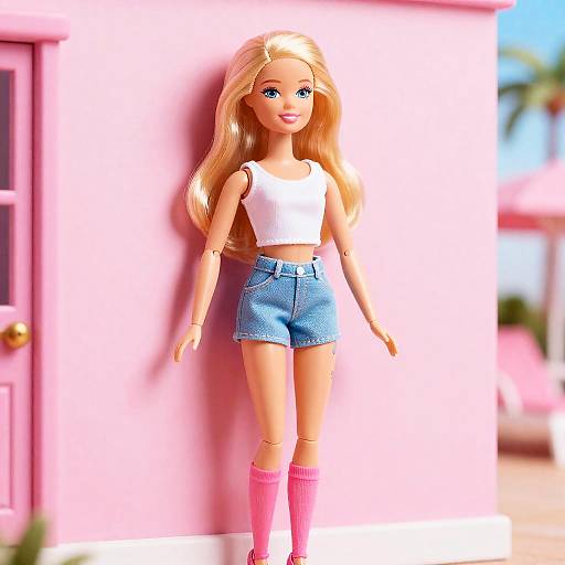 Blonde Barbie Doll in Denim Shorts