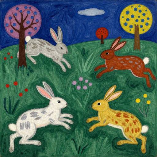 Fleece Hares in Vibrant Klee Style