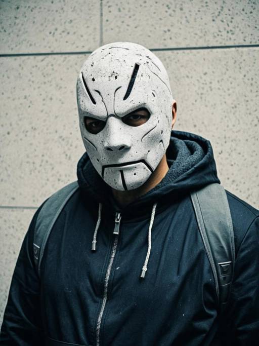 Man Wearing Crust Style Mask and Hoodie
