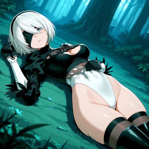 Anime Girl in Forest Setting