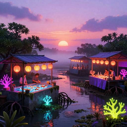 Neon Koi Mangrove Bazaar at Dusk