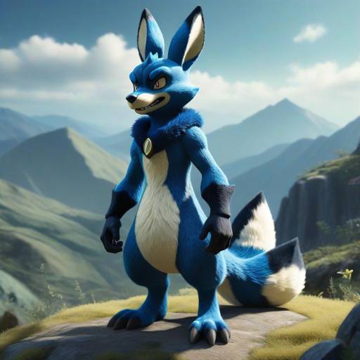 Humanized Lucario in Eerie Mountain Scene Humanized Lucario in Eerie Mountain Scene