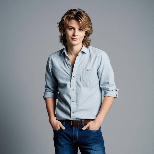 Young Man in Light Blue Shirt and Jeans
