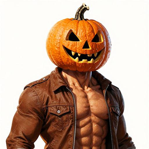 Muscular Pumpkinhead Man in Giger Style