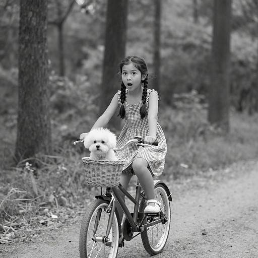 Surprised Girl on Bicycle in Forest
