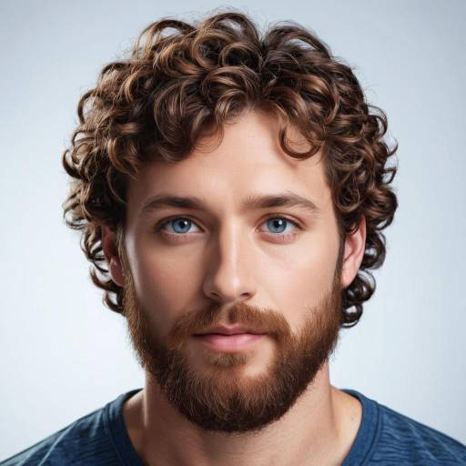 Portrait of Man with Curly Hair and Beard