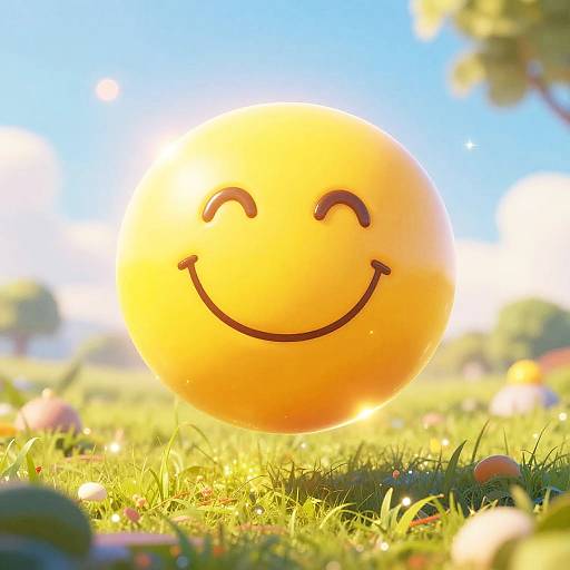 Radiant Happyface in Surreal Landscape
