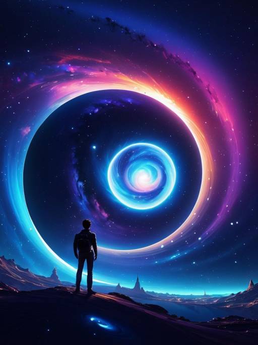 Man Watching Cosmic Spiral Galaxy