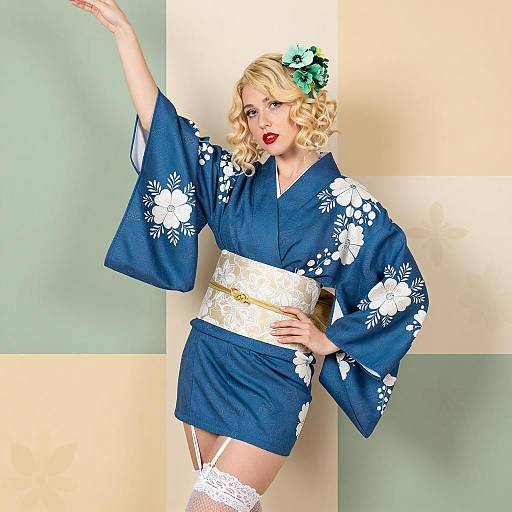 Portrait of Woman in Floral Kimono