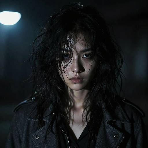 Mysterious Woman in Moody Darkness