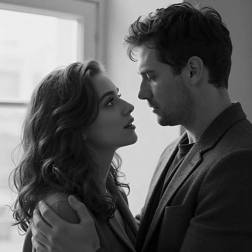 Intimate Black and White Couple Embrace