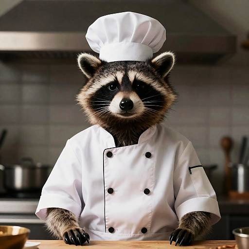Photorealistic Anthropomorphic Raccoon Chef Portrait