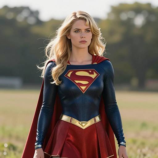 Blonde Woman in Supergirl Costume Outdoors