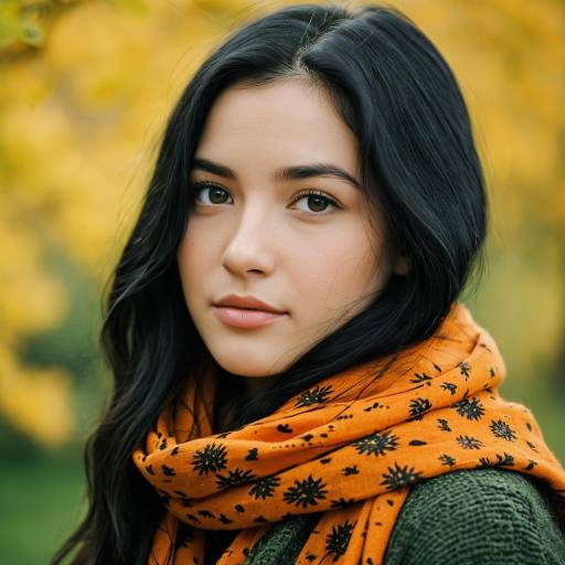 Young Woman in Orange Scarf Outdoors