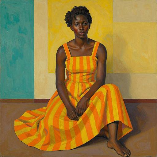 Vivid Digital Portrait in Bold Stripes