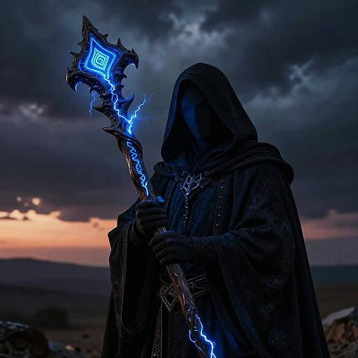 Dark Sorcerer's Staff with Runes