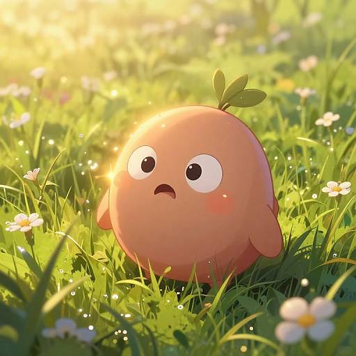 Cute Flowey in Lush Meadow at Dawn