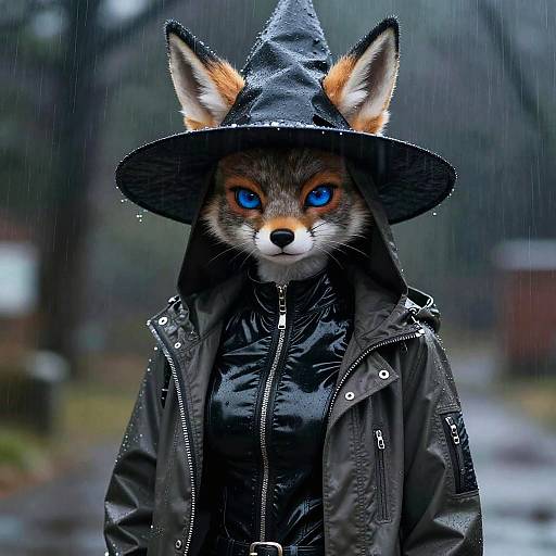 Photorealistic Furry Girl in Rain