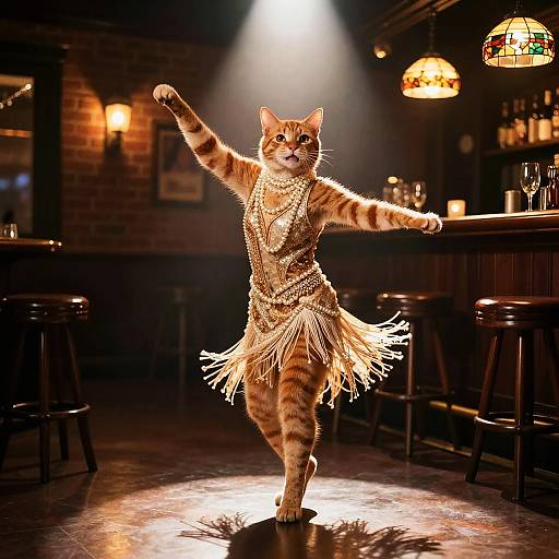 Ginger Tabby Cat Flapper Speakeasy