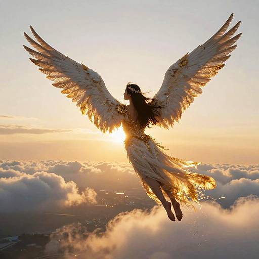 Majestic Winged Human at Sunset