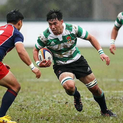 Dynamic Rugby Charge in Anime Style