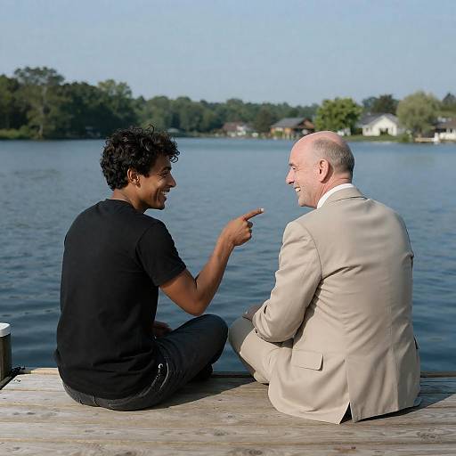 Joyful Moments on the Lake Dock