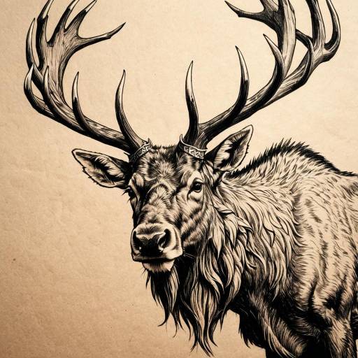 Detailed Pencil Sketch of Giant Elk Detailed Pencil Sketch of Giant Elk
