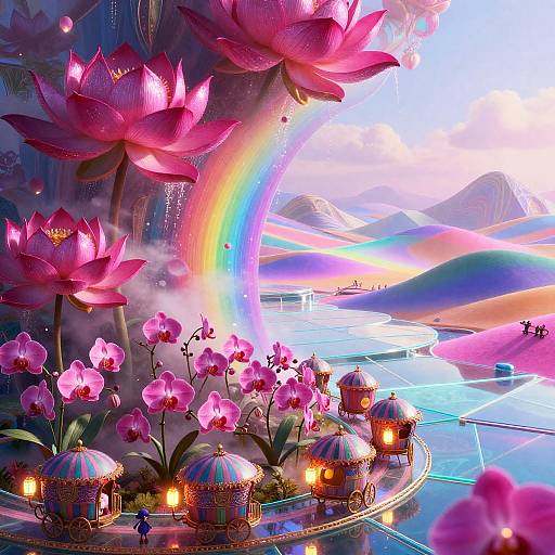 Surreal Dreamscape with Neon Blooms