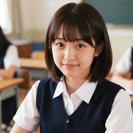 Photorealistic Portrait of Japanese Schoolgirl