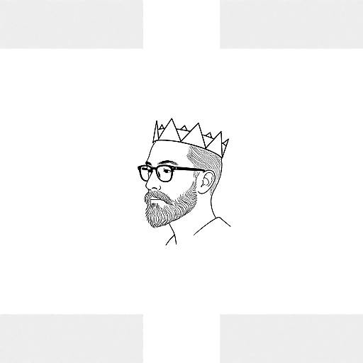 Minimalist Monoline Bearded Man Portrait