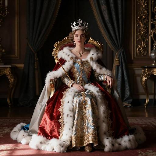 Regal Queen in Ornate Throne Room