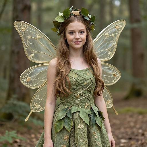 Wood Fairy Costume with Leaf Crown