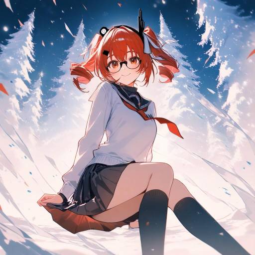 Cinematic Schoolgirl in Winter Wonderland