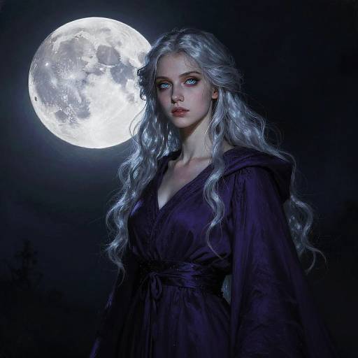 Mysterious Sorceress Under Full Moon